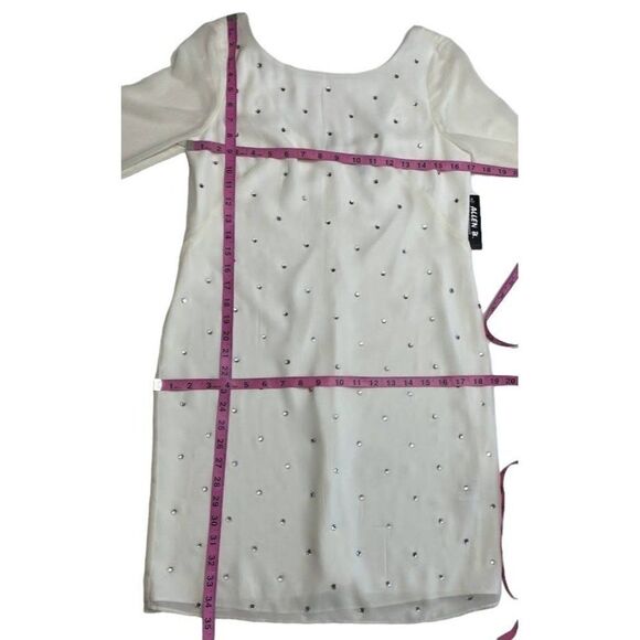 Allen B White Chiffon Rhinestone Dress Sz 4 NEW - Picture 5 of 10
